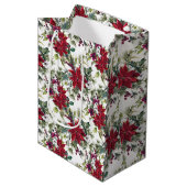 Watercolor Poinsettia Pattern  Medium Cadeauzakje (Voorkant Gekanteld)