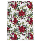 Watercolor Poinsettia Pattern  Medium Cadeauzakje (Voorkant)