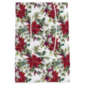 Watercolor Poinsettia Pattern  Medium Cadeauzakje (Achterkant)