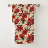 Watercolor Poinsettia Tablecloth Rustic Christmas (En situation)