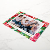 Watercolor Poinsettia's en Bessen Prettig Kerstfee Folie Feestdagenkaart (Gedraaid)