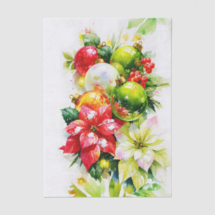 Watercolor Poinsettia's en Kerstballen FP3L Decoup Tissuepapier