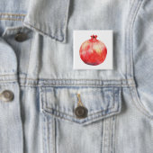 Watercolor Pomegranate Vierkante Button 5,1 Cm (In situ)