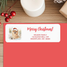 Watercolor Pomeranian met Kerstmuts Kerstmis Wense