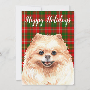 Watercolor Pomeranian op maat Feestdagenkaart