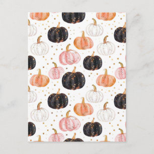 watercolor pompoen herfstpatroon briefkaart