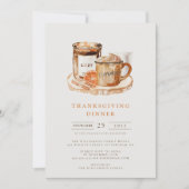 Watercolor Pompoen Latte & Kaars Thanksgiving Kaart (Voorkant)