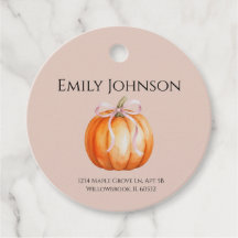 Watercolor Pompoen Roze Strik Baby Shower