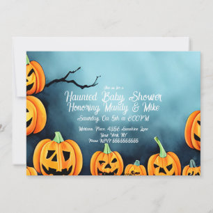 Watercolor Pompoen Scene Halloween Baby Shower Kaart