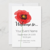 WATERCOLOR POPPY Simple Invitation (Devant)