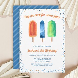 Watercolor Popsicle Jongens Verjaardagsfeest Uitno Kaart