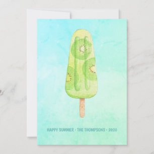 Watercolor Popsicle Zomer Familie Foto Groet Kaart