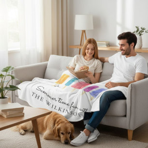 Watercolor Popsicle Zomer Familie Naam Fleece Deken