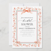 Watercolor Preppy Bow Christmas Bridal Shower Kaart (Voorkant)