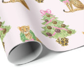 Watercolor Preppy Leopard Christmas Tree Cadeaupapier (Rol Hoek)