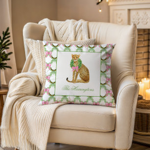 Watercolor Preppy Luipaard Kerst Kussen