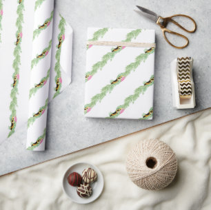 Watercolor Preppy Luipaard Slinger Kerstmis Cadeaupapier