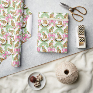 Watercolor Preppy Luipaard Slinger Kerstmis Cadeaupapier