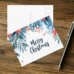 Watercolor Prettig Kerstfeest Feestdagenkaart