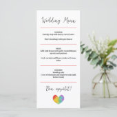 Watercolor Pride Heart Gay Lesbian Mariage Menu (Debout devant)