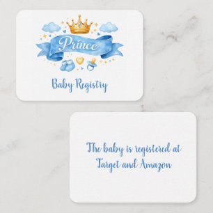 Watercolor Prins Jongen Baby Shower Cadeau Lijst Informatiekaartje