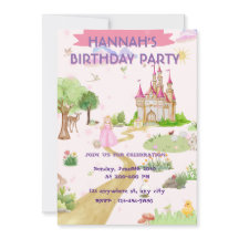 Watercolor Prinses Verjaardagsuitnodiging,