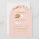 Watercolor Pumpkin First Birthday Invitation Kaart (Voorkant)