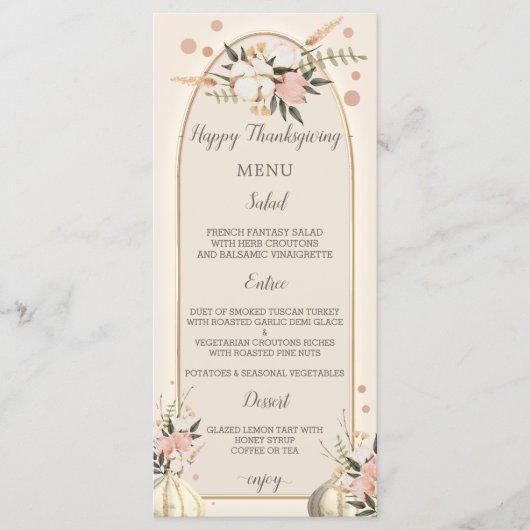 Watercolor Pumpkin Thanksgiving Fall Dinner Menu (Devant)