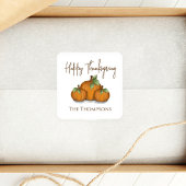 Watercolor Pumpkins Happy Thanksgiving Custom Vierkante Sticker