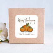 Watercolor Pumpkins Happy Thanksgiving Custom Vierkante Sticker