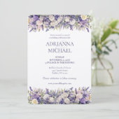 Watercolor Purple Cream Floral Wedding Invitation (Debout devant)