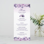 Watercolor Purple Floral Spring Wedding Menu (Debout devant)