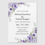 watercolor purple floral wedding invitation magnet (Devant)