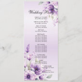 Watercolor Purple Floral Wedding Programme (Dos)