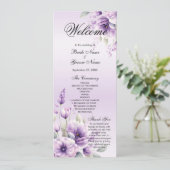 Watercolor Purple Floral Wedding Programme (Debout devant)