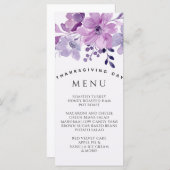 Watercolor purple flower bouquet menu (Voorkant / Achterkant)