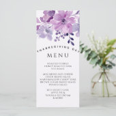 Watercolor purple flower bouquet menu (Staand voorkant)