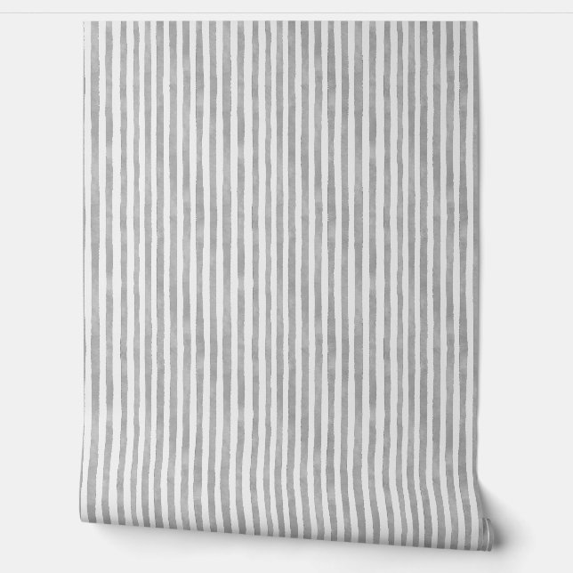 Watercolor Purple Grey Pinstripes Behang (Afrollen)