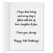 Watercolor Purple Heart 14th Birthday Daughter (Intérieur (Droit))