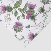 Watercolor Purple Thistle Botanical Pattern Tissuepapier (Detail)