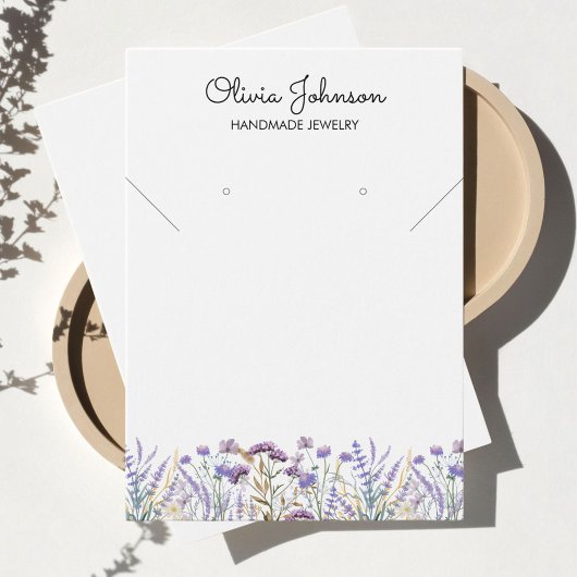 Watercolor Purple Wildflower Jewelry Display Card Visitekaartje