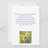 Watercolor Purple & Yellow Irises Birthday Party Bedankkaart (Achterkant)