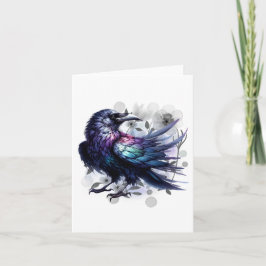 Watercolor Raaf Blank Notitiekaartje