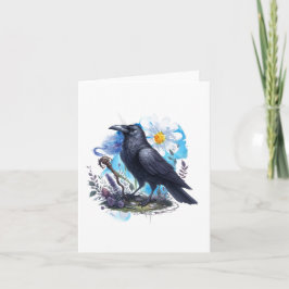 Watercolor Raaf Blank Notitiekaartje