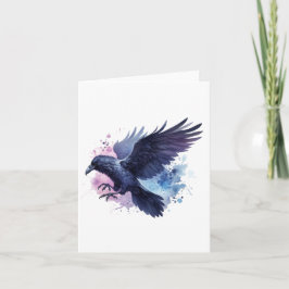 Watercolor Raaf Blank Notitiekaartje