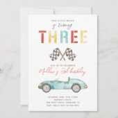 Watercolor Race Car Troisième Invitation Anniversa (Devant)