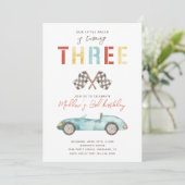Watercolor Race Car Troisième Invitation Anniversa (Debout devant)