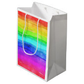 Watercolor Rainbow Stripes Medium Cadeauzakje (Achterkant Gekanteld)