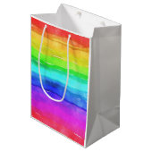Watercolor Rainbow Stripes Medium Cadeauzakje (Voorkant Gekanteld)