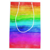 Watercolor Rainbow Stripes Medium Cadeauzakje (Achterkant)
